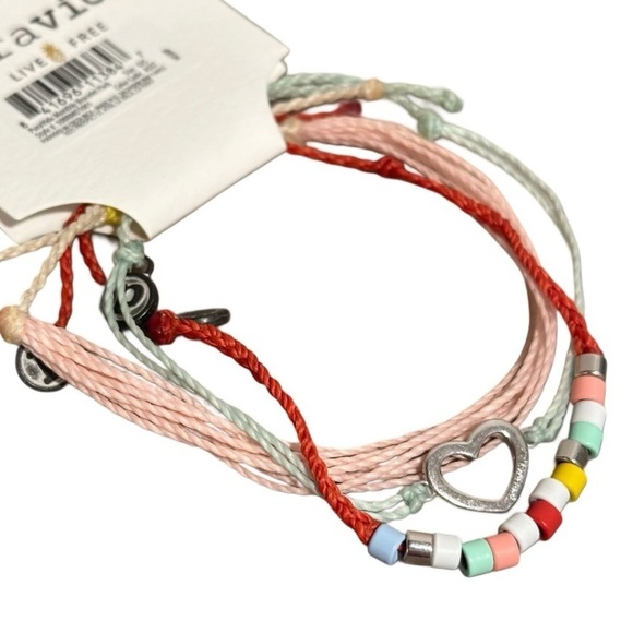 Pura Vida Bracelet Bundle Combo Sweetheart Set, Heart Charm Heshi Beads Colorful - Picture 4 of 12
